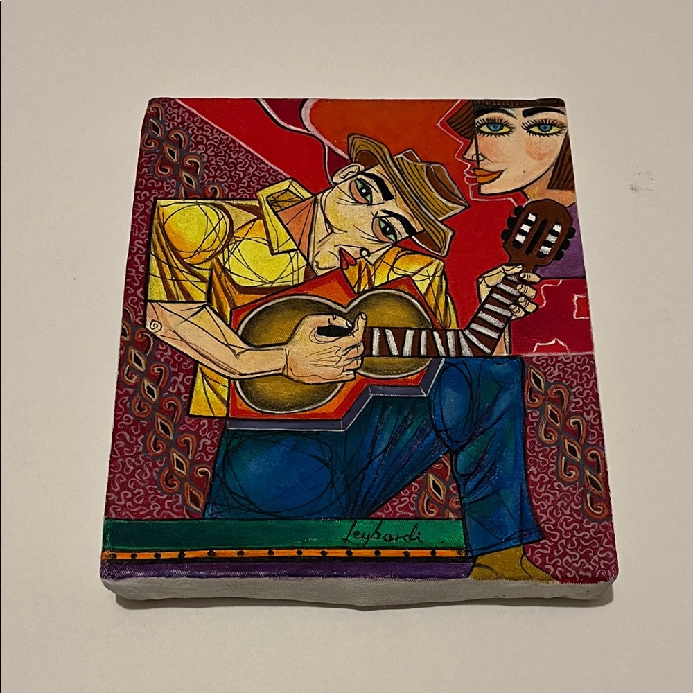 Cuban Colorful Abstract Musician Canvas Art
